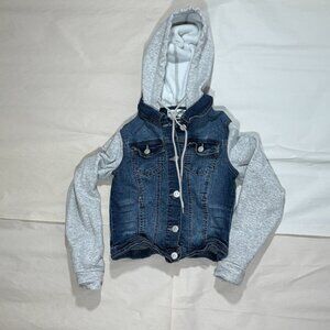 WALLFLOWER The Dreamer Fit Denim Hooded Jacket Girls MED Grey Jersey Knit